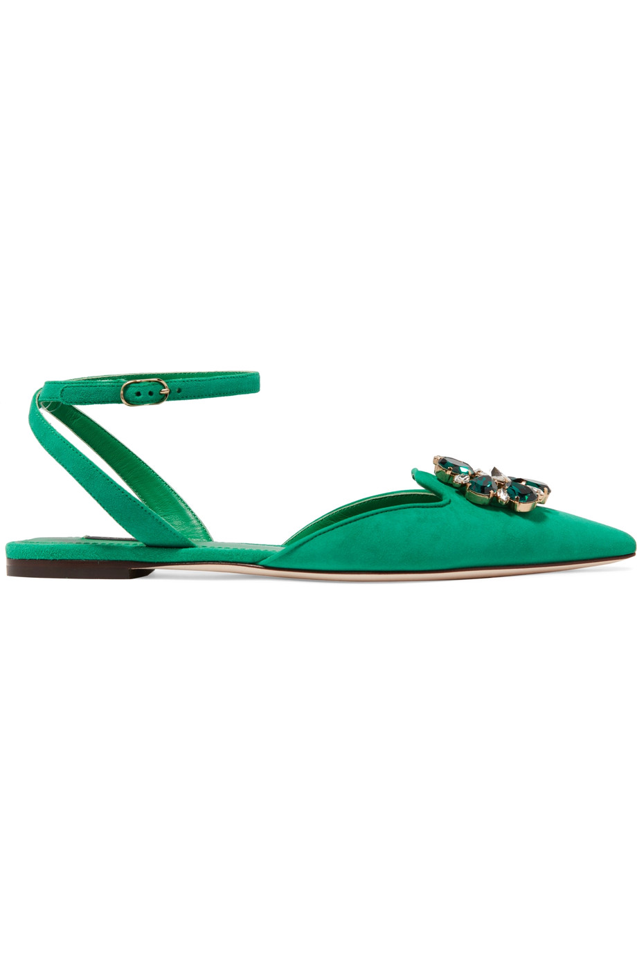 Bellucci crystal-embellished suede point-toe flats, Dolce & Gabbana