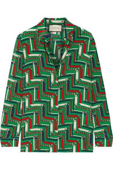 Printed silk crepe de chine shirt, Gucci