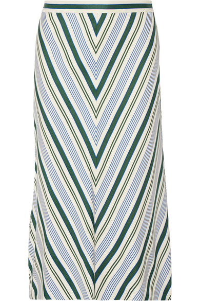 Villa striped satin-twill midi skirt, Tory Burch