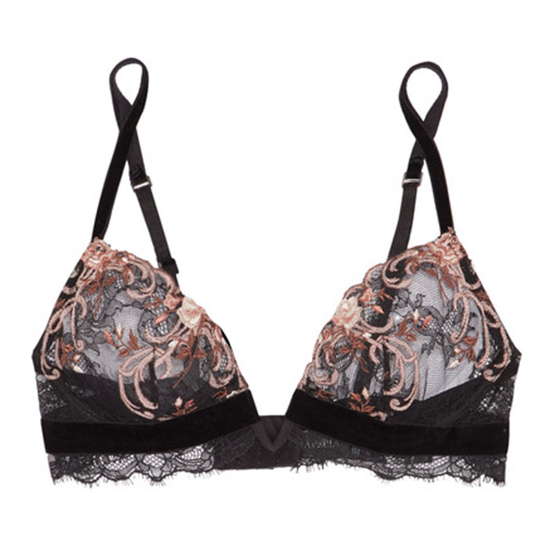 Black stretch Leavers lace push-up bra - La Perla - Asia