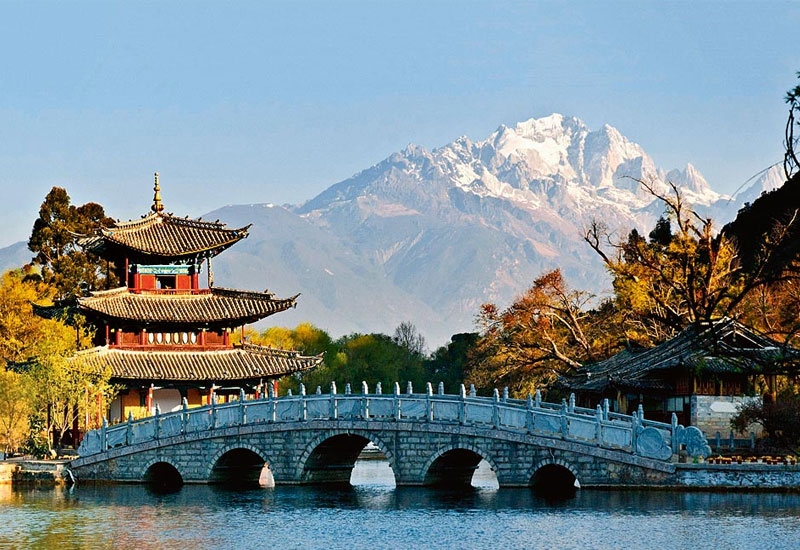 Lijiang, China in front of the Himalayas