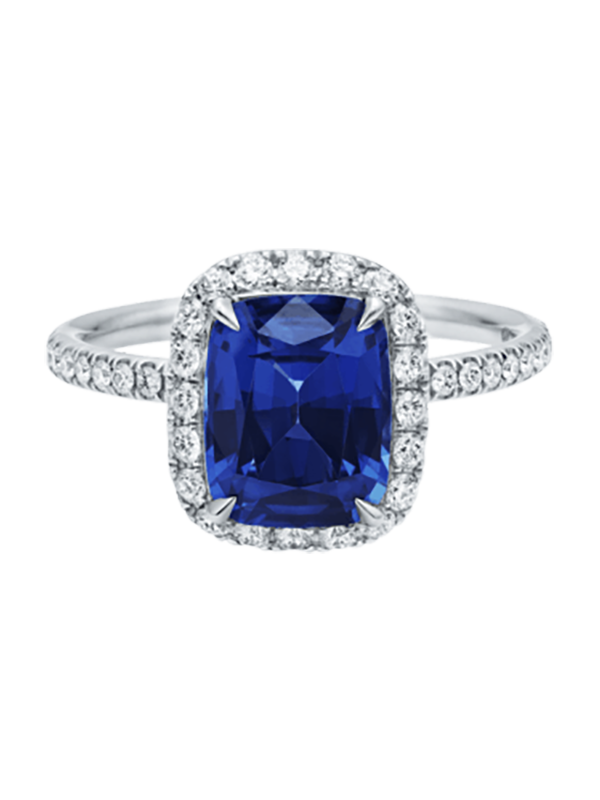 Cushion-cut Sapphire Micropavé Ring by Harry Winston