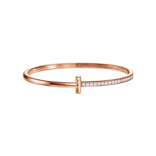 Tiffany T1 narrow diamond-hinged bangle in 18K rose gold