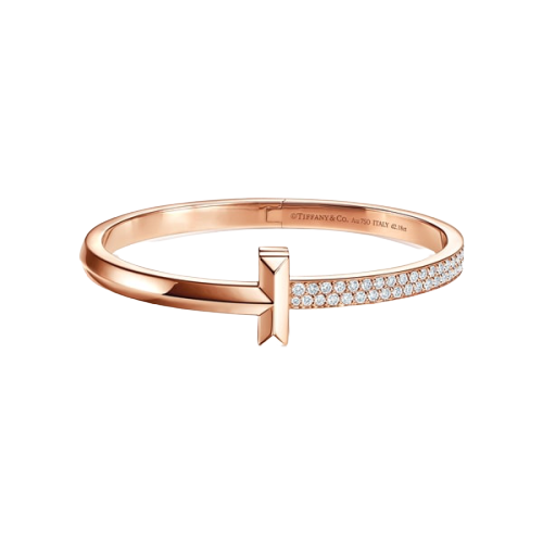 Tiffany T1 wide diamond-hinged bangle in 18K rose gold