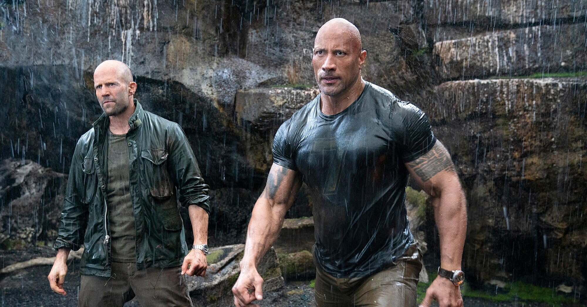 Jason Statham and Dwayne Johnson in 'Hobbs & Shaw'