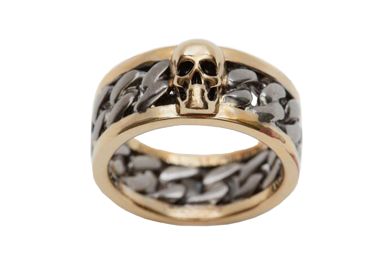 Alexander McQueen Bi-Colour Skull Chain Ring