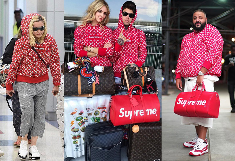 DJ Khaled Wearing Nike Sweats, With a Louis Vuitton x Supreme Bag