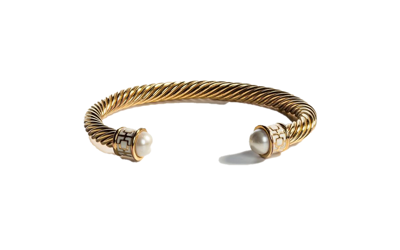 Halcyon Days Maya Torque Ivory and Gold Bangle