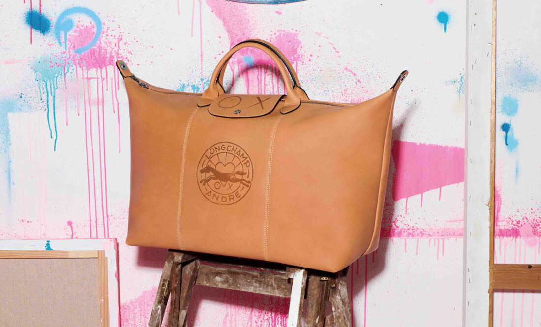 Longchamp's Le Pliage bag gets a playful graffiti twist from André