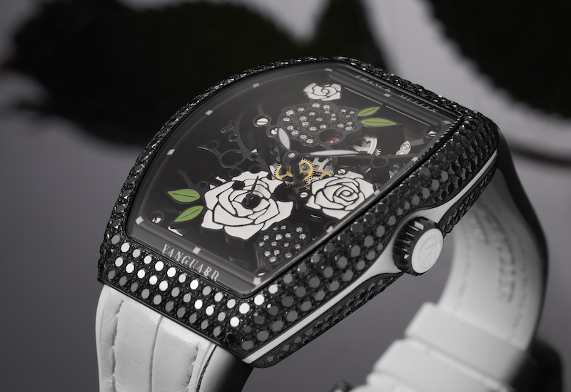 A watch built for romantics Vanguard Rose Skeleton Black Diamonds