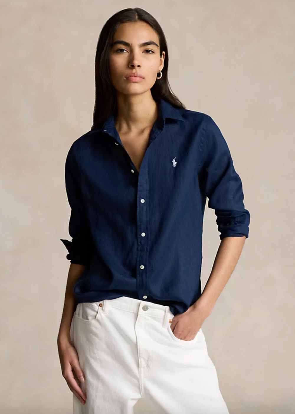 Ralph Lauren Navy Blue Linen Shirt