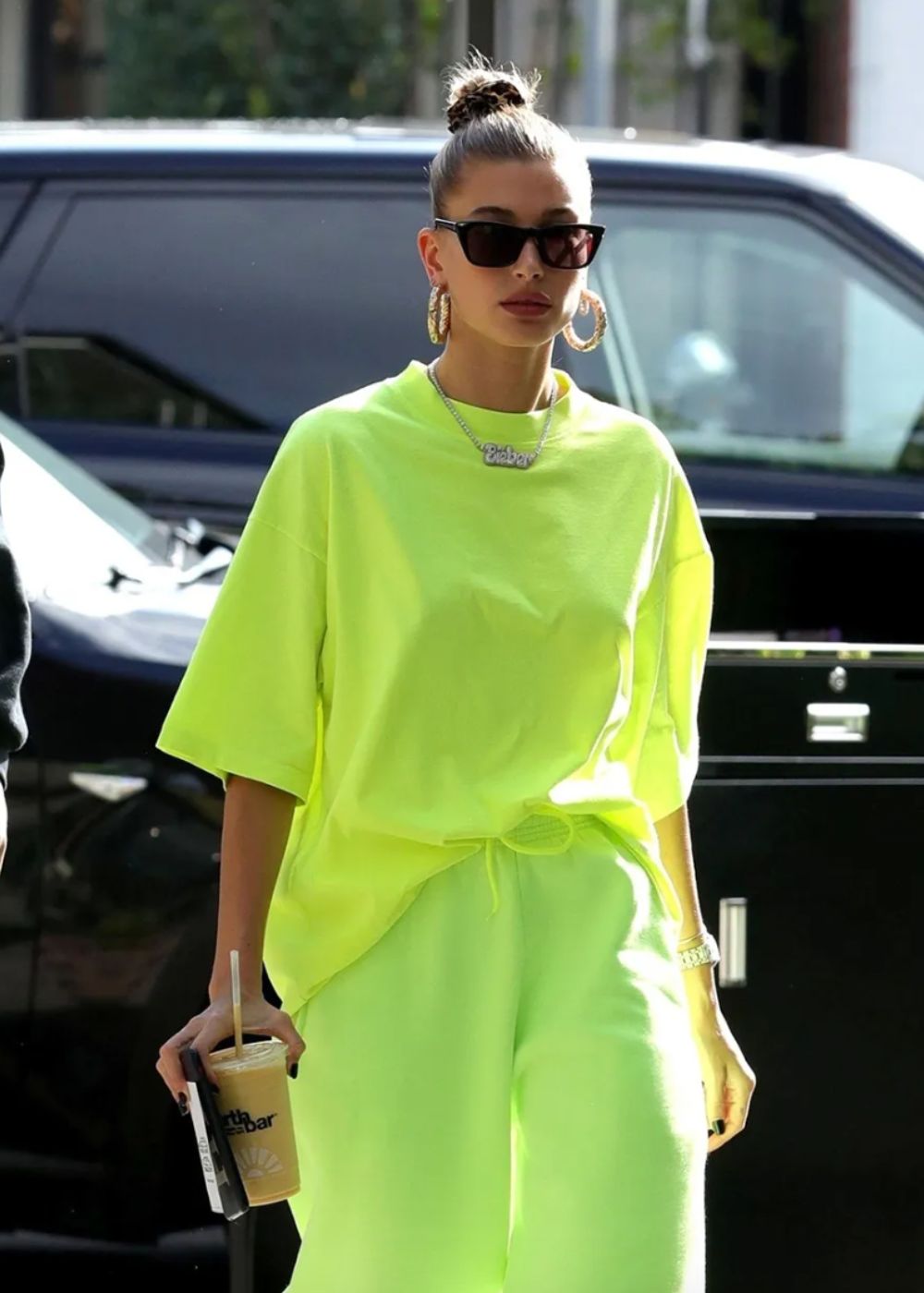 Hailey Bieber neon