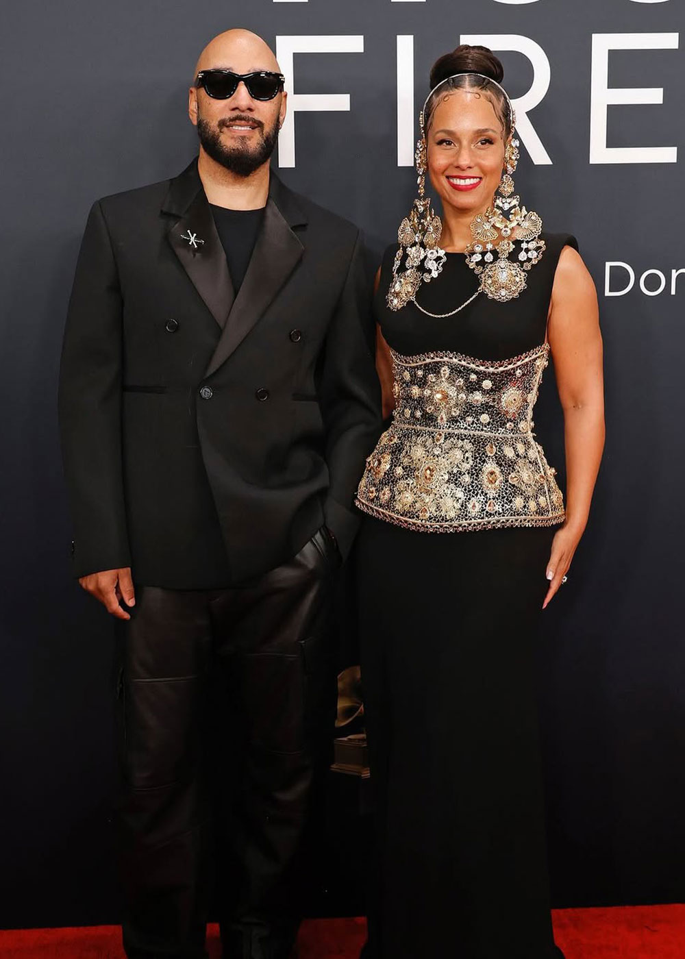 Swizz Beatz and Alicia Keys at the 2025 Grammys.