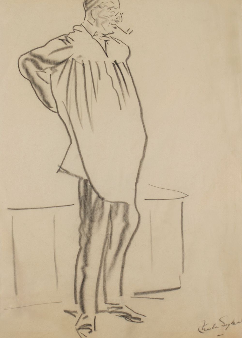 A drawing of Charles Sykes, a contemporary artist who collaborated with Rolls-Royce.
