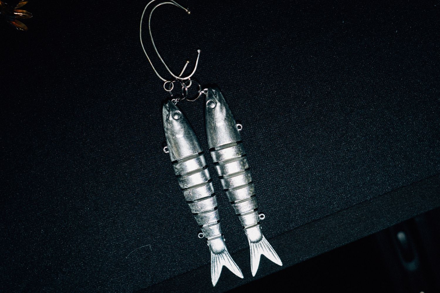 Quirky fish earrings by Uzair Shoid.