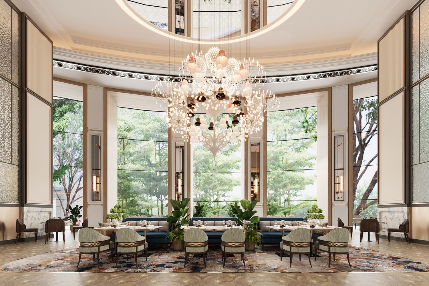 The Astor Grill main dining hall at St. Regis Singapore.