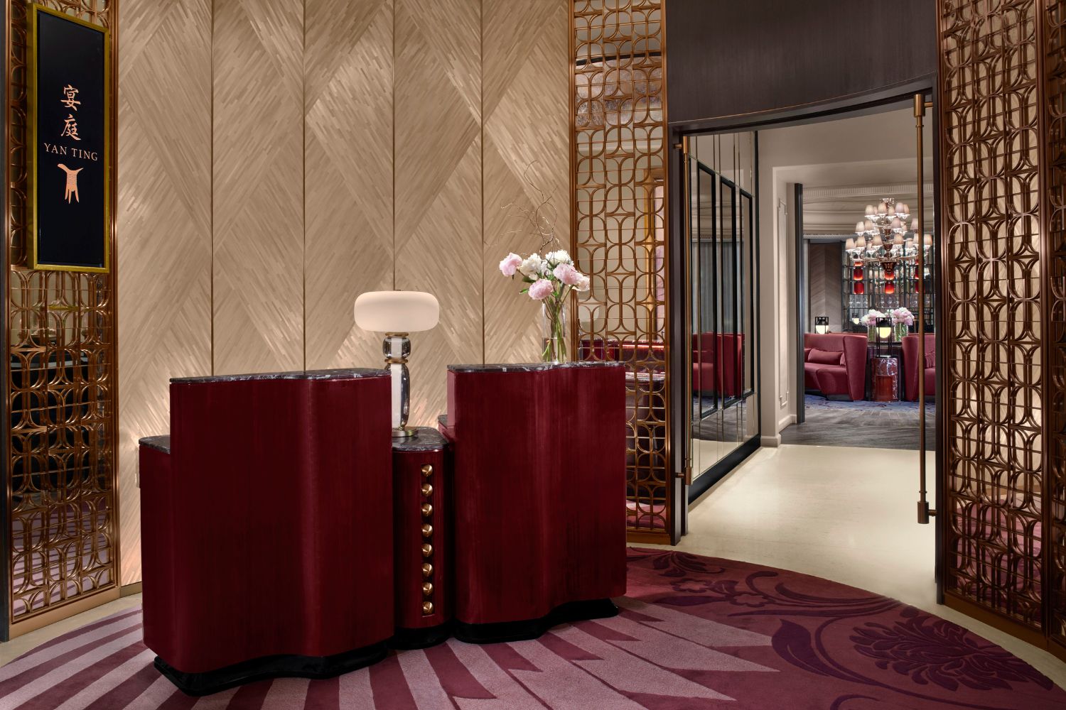 The main entrance of Yan Ting at St. Regis Singapore.