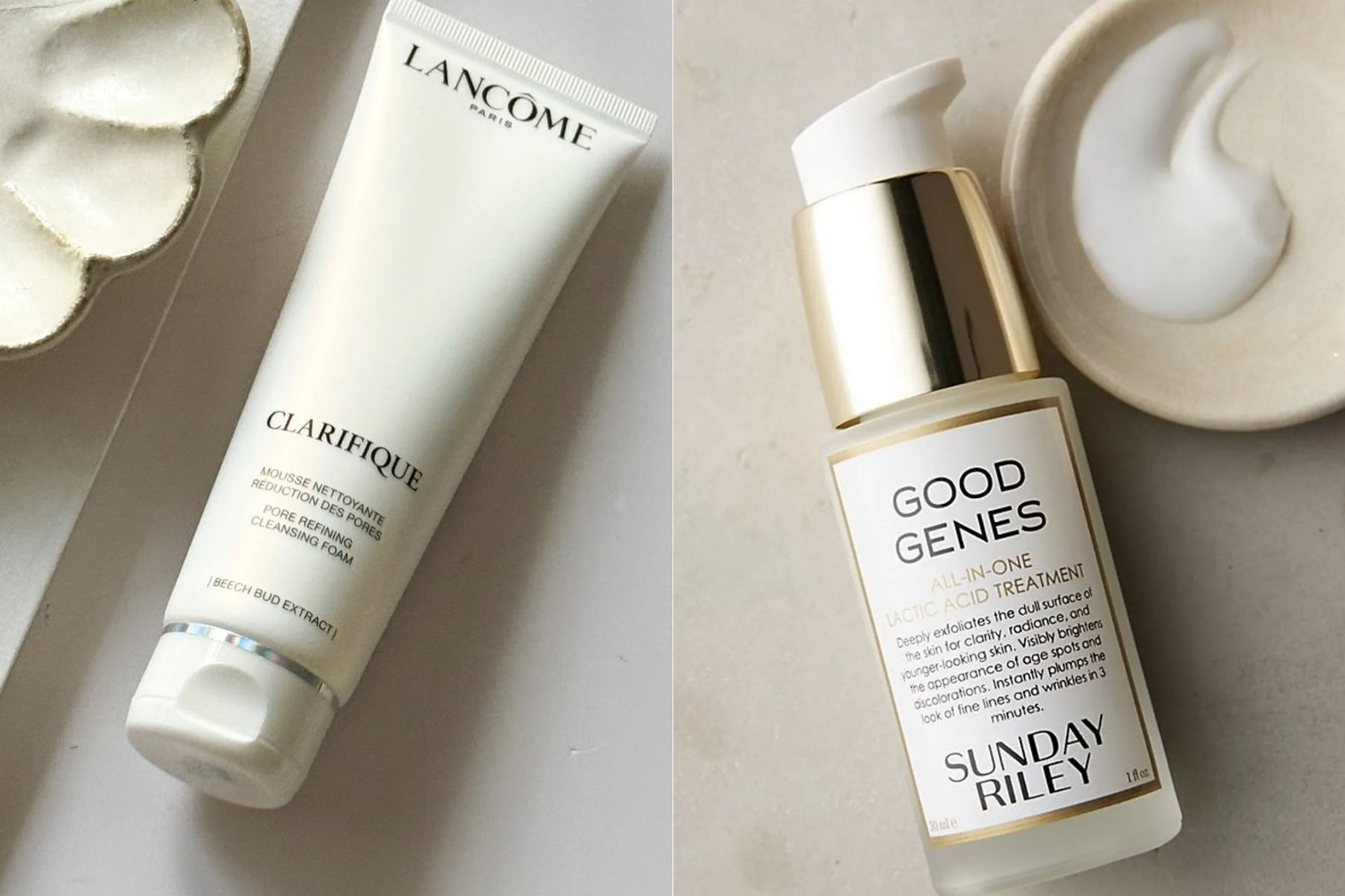 Lancôme Clarifique Pore Refining Cleansing Foam & SUNDAY RILEY Good Genes All-in-One Lactic Acid Treatment