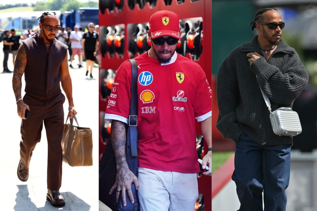 Hamilton proves that men can rock bags too with a rare collection from Rimowa, Dior, Louis Vuitton, and more.